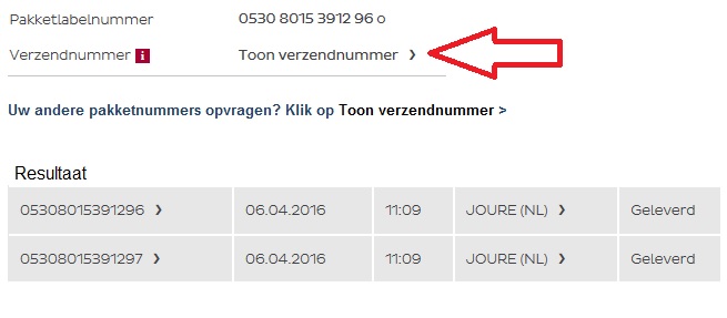 Meerdere pakketnummers